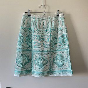 Etcetera Aqua Cord Embroidered Pencil Skirt